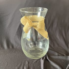 Cute glass vase with a burlap bow item