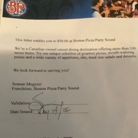 Boston Pizza Gift Certificate $50 item