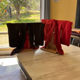 Antique miniature Japanese Kimono set with hangers item