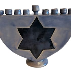 Blue Handcrafted Ceramic Menorah by Maria Counts item