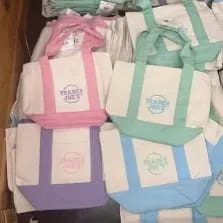 Trader Joe's Mini Pastel Canvas Tote Bags-Value: item