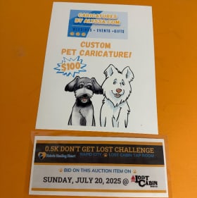 $100 Gift Certificate for a Caricature of two pets item