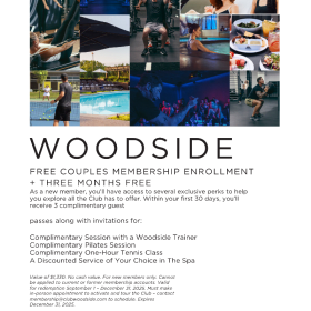 Woodside Couples Membership + 3 MONTHS FREE $1,300 item