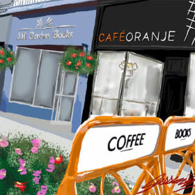 Café Oranje Street Scene Art Print item
