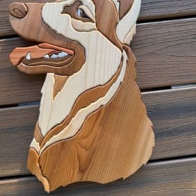 Hand Made 42 Wood Piece German Shepherd Intarsia! item