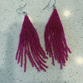 Bright Fusia Beaded Earrings item