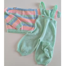 Ensemble salopette en laine tricoté à la main item