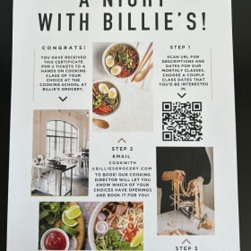 Billies Grocery Cooking Class for 2 item