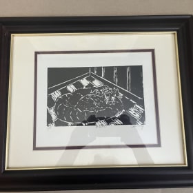 “At Home” Linocut Art by Carol Steinberg item