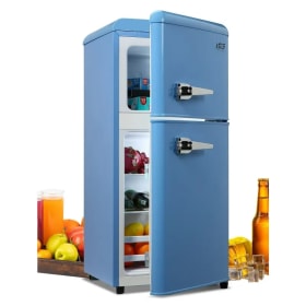 KRIB BLING 3.2 Cubic Feet Double Door Mini Fridge W/ Freezer item