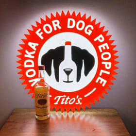 61. Tito's Handmade Vodka LED Sign + Bottle of Vodka item