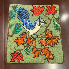 "Blue Jay in Autumn" Hooked Pillow item