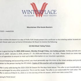 2 Mid-Week Tubing Tickets- Winterplace Ski Resort item