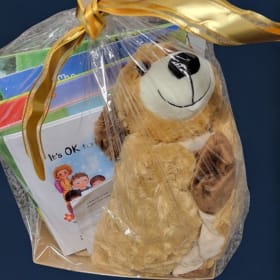 Basket of Children's Books And Weighted Stuffed Animal item