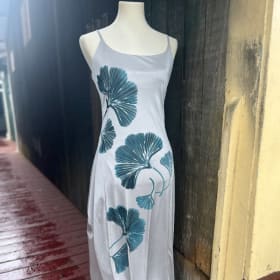Full length dress with unique art item