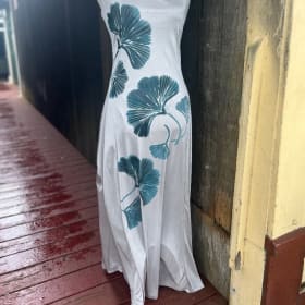 Full length dress with unique art item