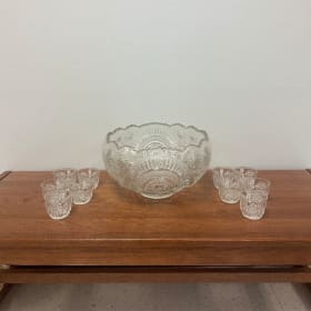 Vintage Punch Bowl with 10 Glasses item