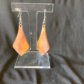Hand etched and painted wood earrings item
