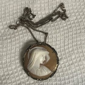 Vintage Sterling Silver and Hand Carved Shell Cameo item