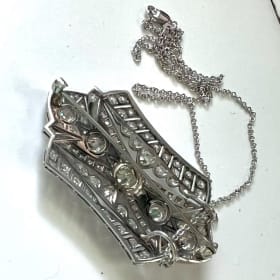 Art Deco 4.25 Carat Diamond/Platinum/18k Gold Pendant/Brooch item