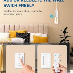 Remote Control Light Socket, 1 Wall Mounted Switch and 2 Bul item
