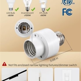 Remote Control Light Socket, 1 Wall Mounted Switch and 2 Bul item
