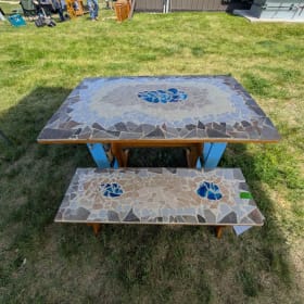 Mosaic tile table and bench item