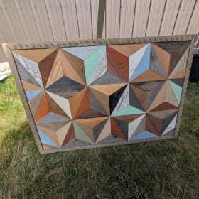 BBQ cabinet, wood mosaic art and Nightstand item