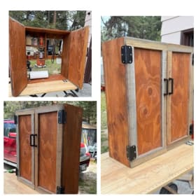 BBQ cabinet, wood mosaic art and Nightstand item