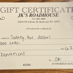 Basket # 7  JK Roadhouse $25 Gift Card item