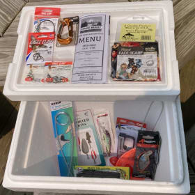 Basket # 9  Corner Market Cooler with Fishing Gear item