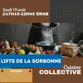 LIFT SORB: Cuisine collective - 14 août @17h15-22h45 ÉRAB item