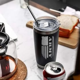 Laser Engraved Military Branch Flag Tumbler item