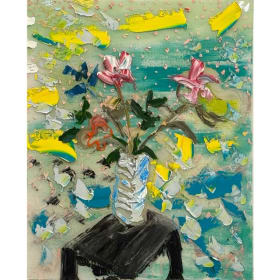 Darius Yektai, Teal Still Life On Black Stool (ACDC.25.048) item