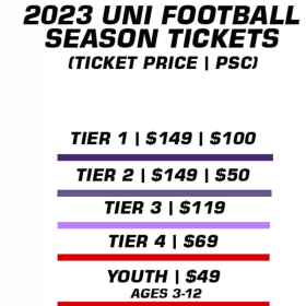 2 Tickets to 1 2025 UNI Home Football Game item