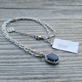 Kendra Scott Daphne Pave Navy Tiger's Eye Necklace item