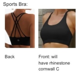 Sports Bra with letter C in Bling item