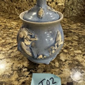 T02- ceramic mermaid blue sugar dish item