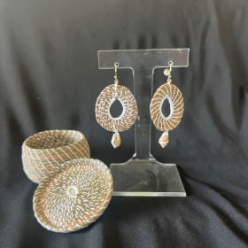 Handcrafted Ironwood Basket and Earrings item