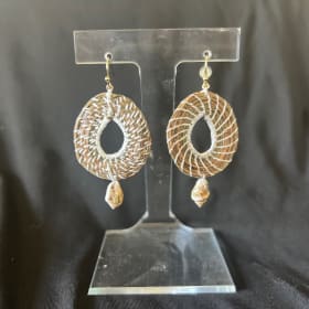 Handcrafted Ironwood Basket and Earrings item