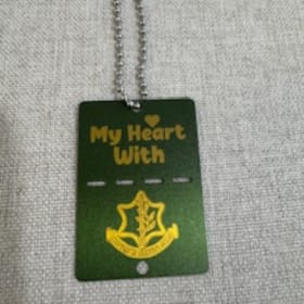 DOG TAG NECKLACE FROM ISRAEL - MY HEART WITH IDF - GREEN item