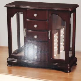 Elegant Wooden Jewelry Box with Cherry Finish item