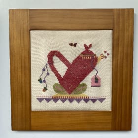 Heart Tea Pot Cross-Stich Hanging item