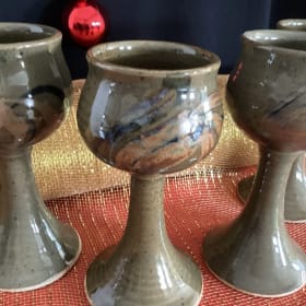 Set of 4 Pottery Wine Goblets item