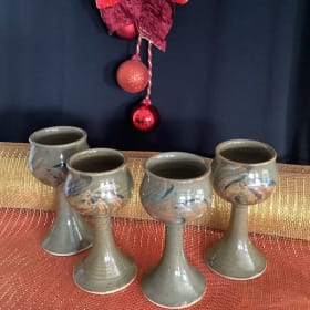 Set of 4 Pottery Wine Goblets item