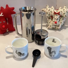 Espro French Press Coffee Pot, Pr. Worcester Bone China Mugs item