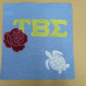 Blue Totebag w/ Yellow Letters, Red Rose, and White Turtle item
