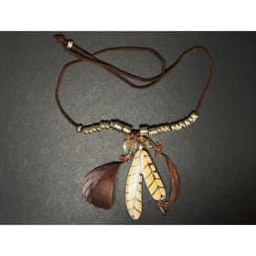 Necklace with rings and feathers item