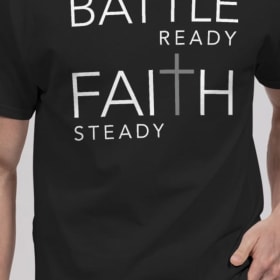 Battle Ready, Faith Steady | Mens Short Sleeve (Black) item