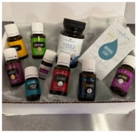 Gift basket of Young Living Essential Oils, Supplement, Soap item